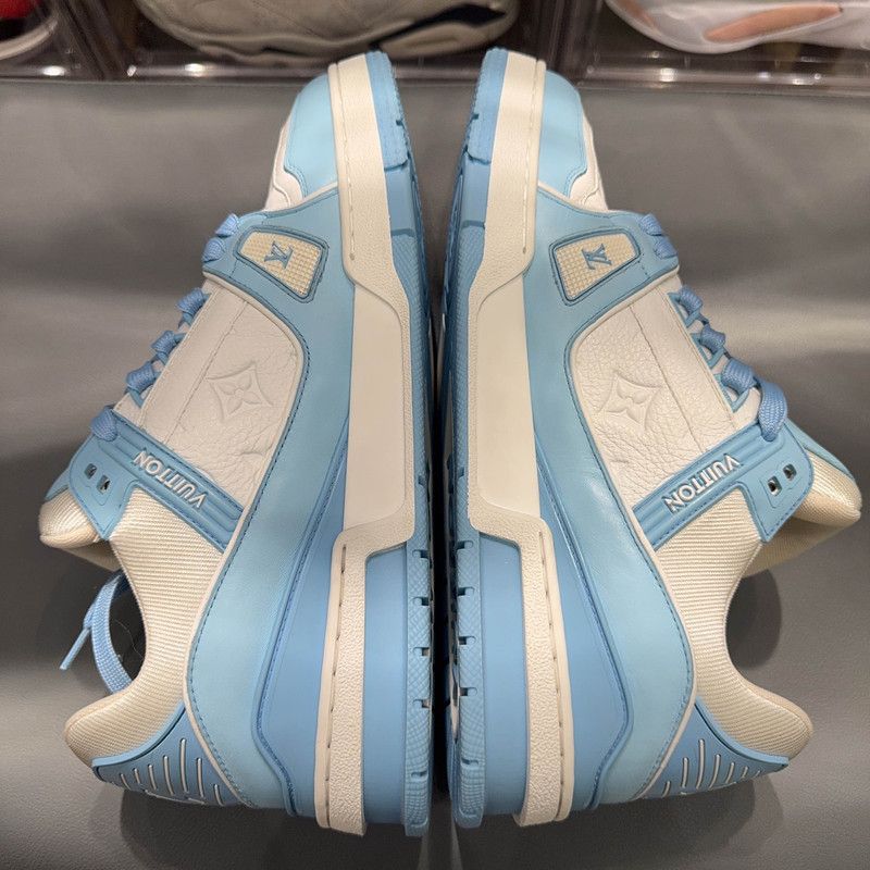 Louis Vuitton Louis Vuitton Blue and White Low-Top Sneakers 0079 Size US 9.5 / EU 42-43 - 7 Thumbnail