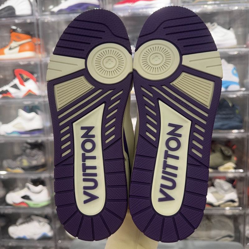 Louis Vuitton Louis Vuitton Low Top Trainer in White and Purple 0079 Size US 8.5 / EU 41-42 - 4 Thumbnail