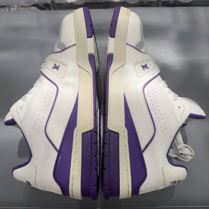 Louis Vuitton Louis Vuitton Low Top Trainer in White and Purple 0079 Size US 8.5 / EU 41-42 - 7 Thumbnail