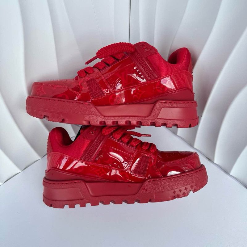 Louis Vuitton Louis Vuitton Trainer Maxi Red Low-Top Sneakers 0079 Size US 8 / EU 41 - 8 Thumbnail