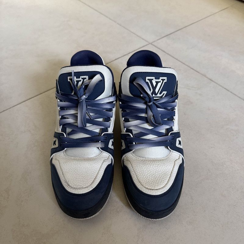 Louis Vuitton Louis Vuitton Trainer Low-Top Sneakers in White and Blue 0079 Size US 8 / EU 41 - 2 Thumbnail