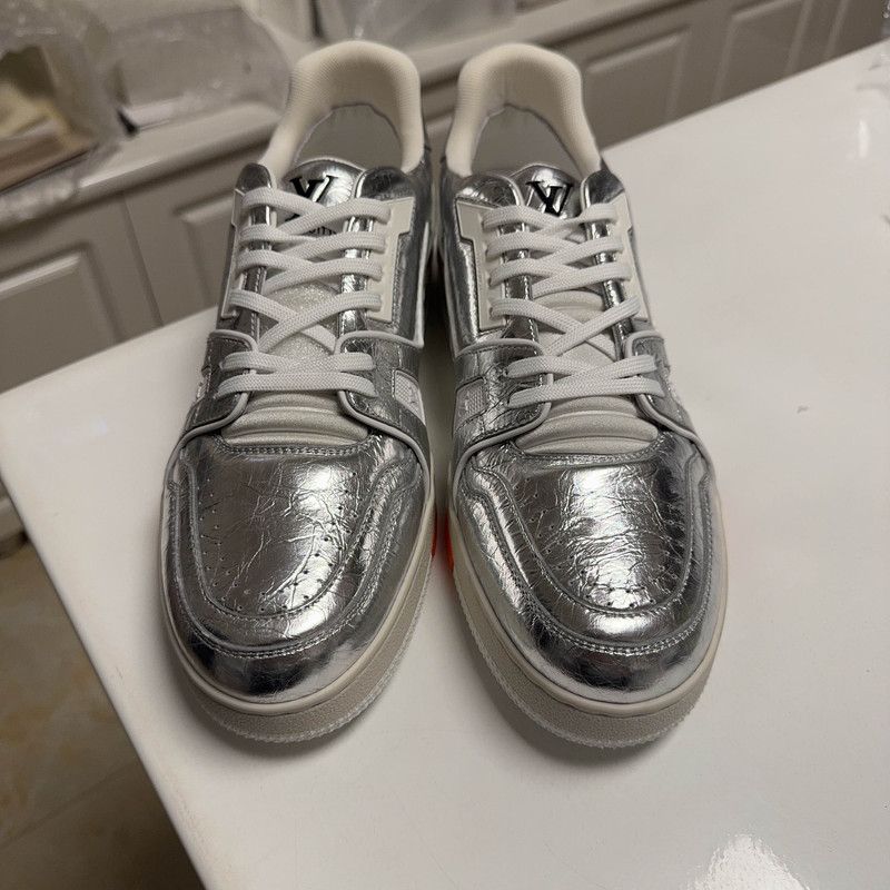 Louis Vuitton Louis Vuitton Trainer Metallic Silver Sneakers 0079 Size US 9.5 / EU 42-43 - 2 Thumbnail