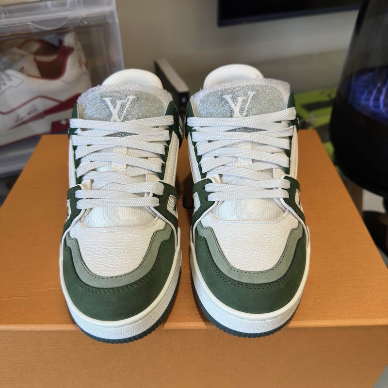 Louis Vuitton Louis Vuitton Green and White Trainer Sneakers 0079 Size US 6.5 / EU 39-40 - 2 Thumbnail