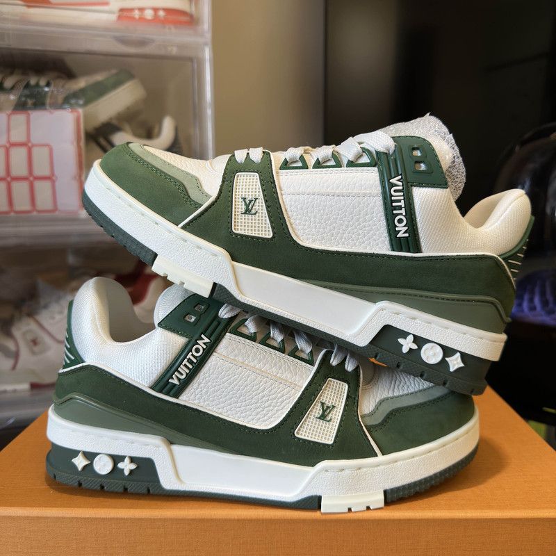 Louis Vuitton Louis Vuitton Green and White Trainer Sneakers 0079 Size US 6.5 / EU 39-40 - 7 Thumbnail