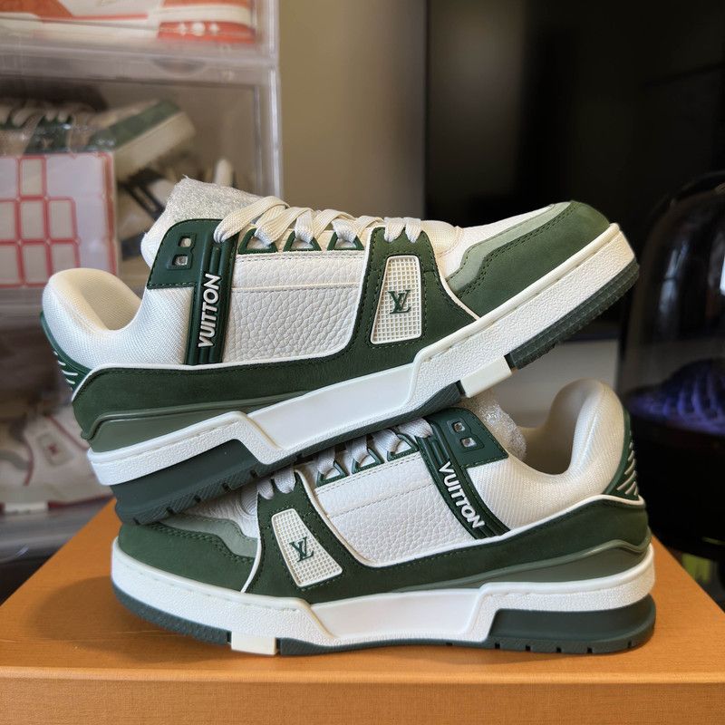 Louis Vuitton Louis Vuitton Green and White Trainer Sneakers 0079 Size US 6.5 / EU 39-40 - 8 Thumbnail