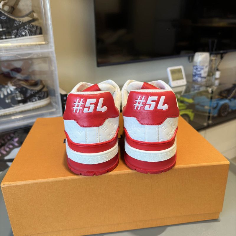 Louis Vuitton Louis Vuitton Trainer Low Top Sneakers in White Red 0079 Size US 11 / EU 44 - 3 Thumbnail