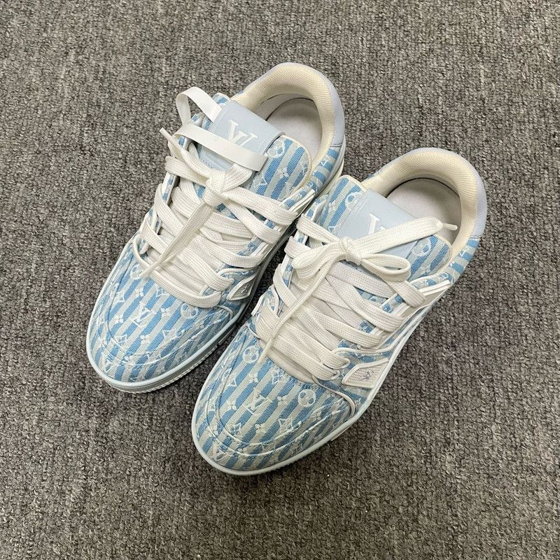 Louis Vuitton Louis Vuitton Blue and White Trainer Sneakers 0079 Size US 7.5 / EU 40-41 - 2 Thumbnail