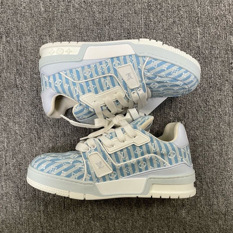 Louis Vuitton Louis Vuitton Blue and White Trainer Sneakers 0079 Size US 7.5 / EU 40-41 - 5 Thumbnail