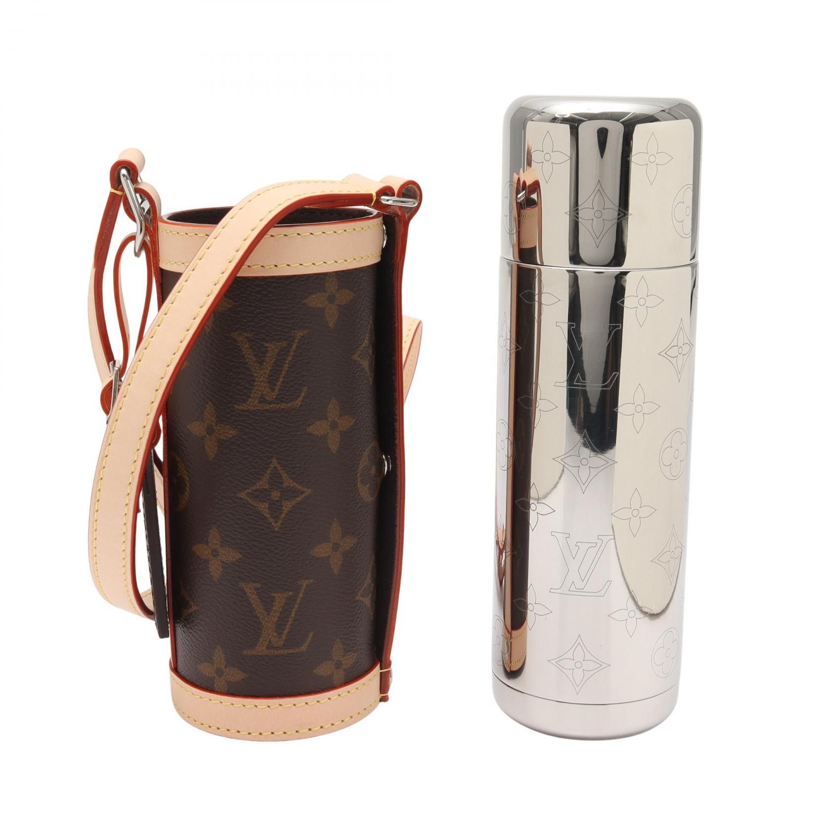 Louis Vuitton Louis Vuitton Louis Vuitton Flask Holder Monogram Shoulder Bag Canvas Shoulder Bag GI0518 Size ONE SIZE - 3 Thumbnail