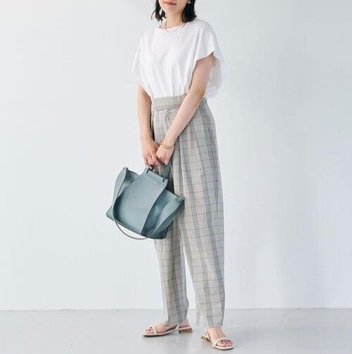 Other Other green label relaxing UNITED ARROWS Check Tuck Wide Pants Polyester Pants Others Bottoms 3614-199-2406 Size ONE SIZE - 3 Thumbnail