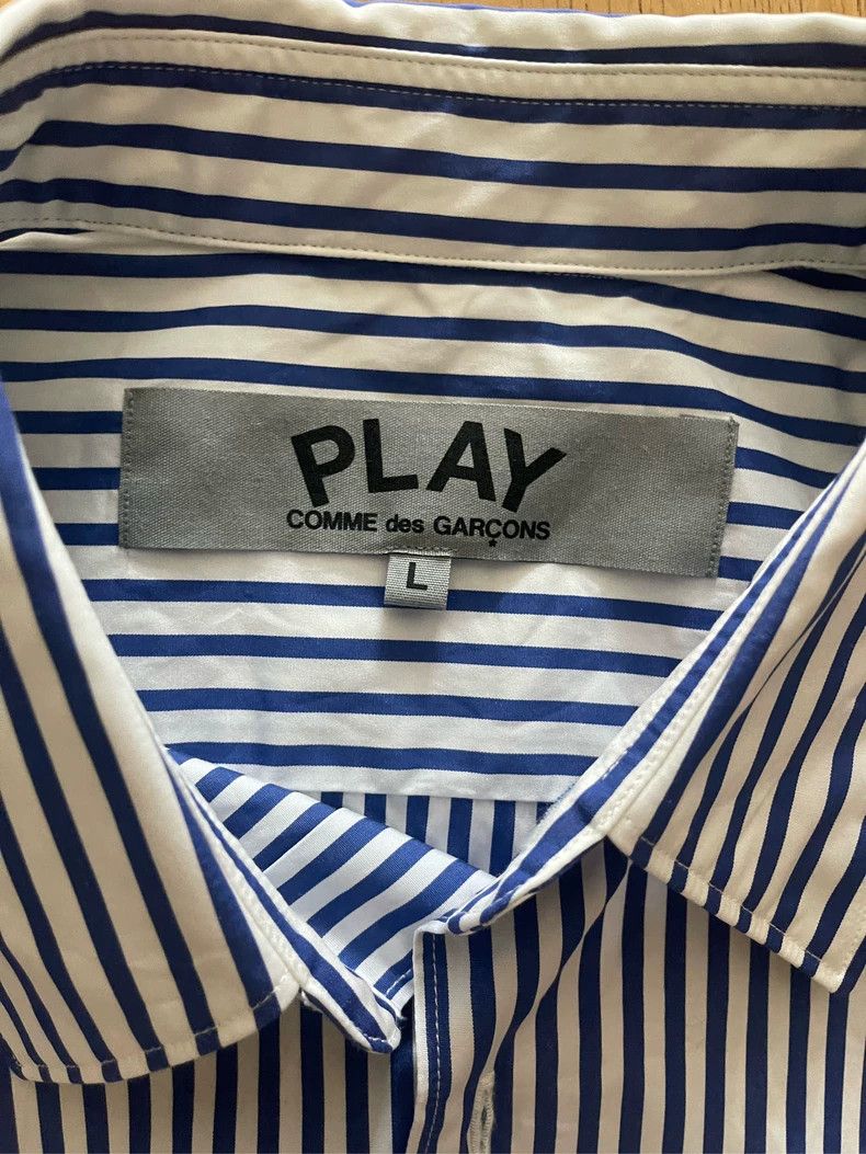 Comme des Garcons PLAY CDG PLAY Striped Shirt with Heart Embroidery -dmc Size US L / EU 52-54 / 3 - 5 Thumbnail
