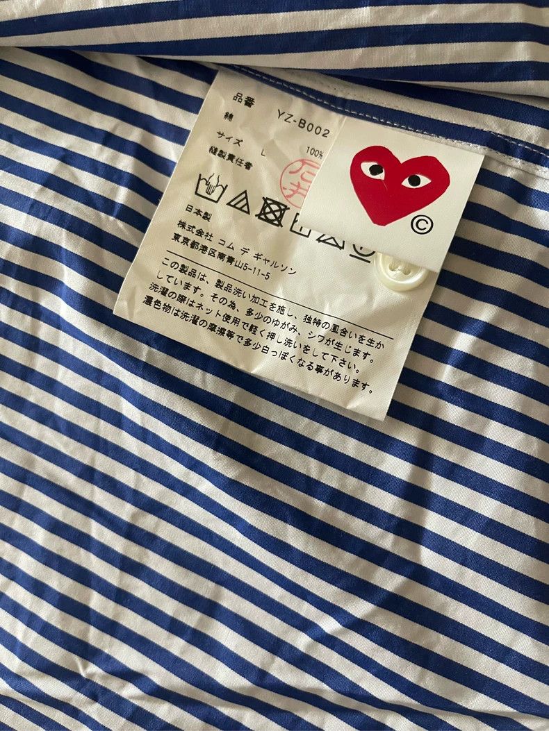 Comme des Garcons PLAY CDG PLAY Striped Shirt with Heart Embroidery -dmc Size US L / EU 52-54 / 3 - 4 Thumbnail