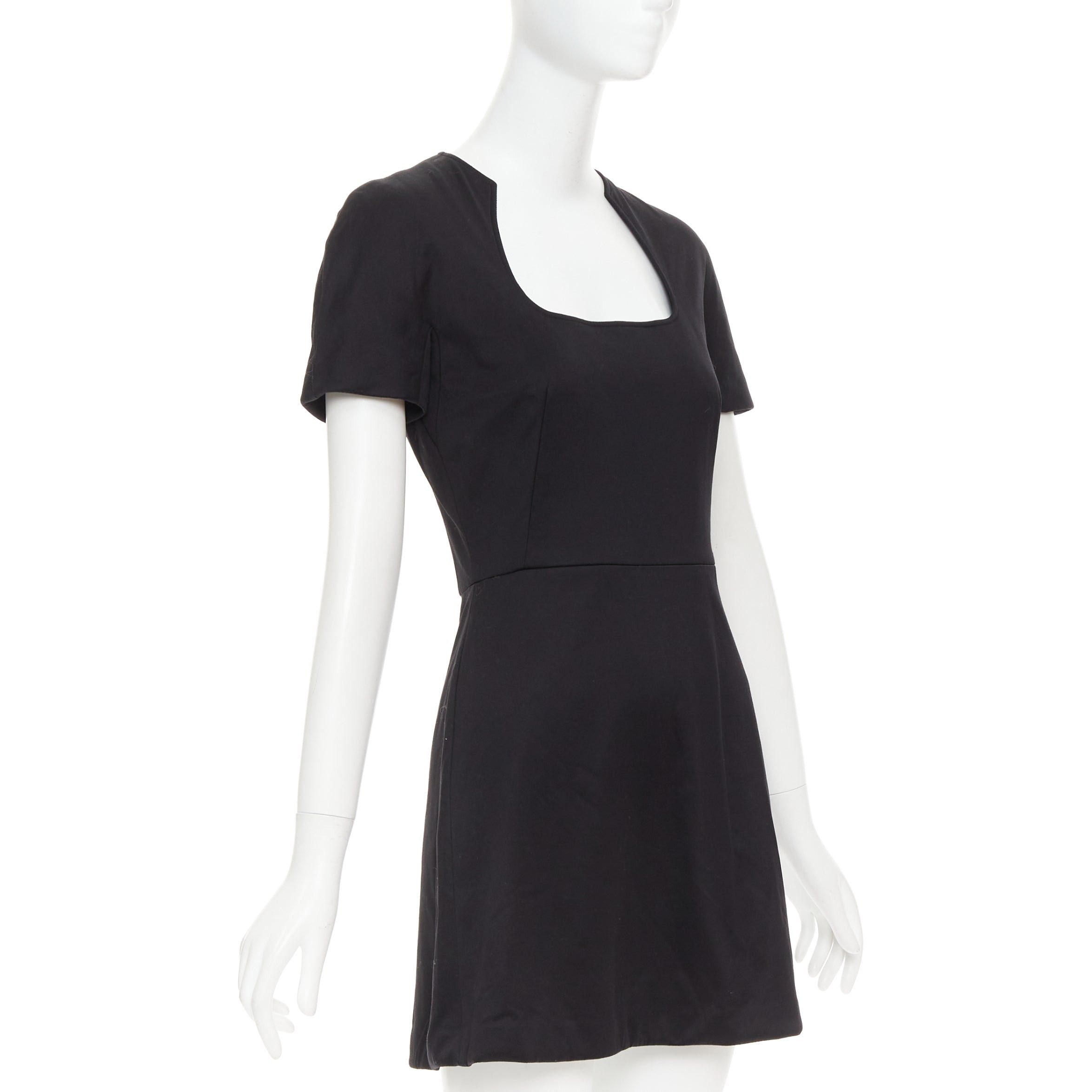 ALEXANDER MCQUEEN 2013 black cotton scoop neck short sleeve mini
