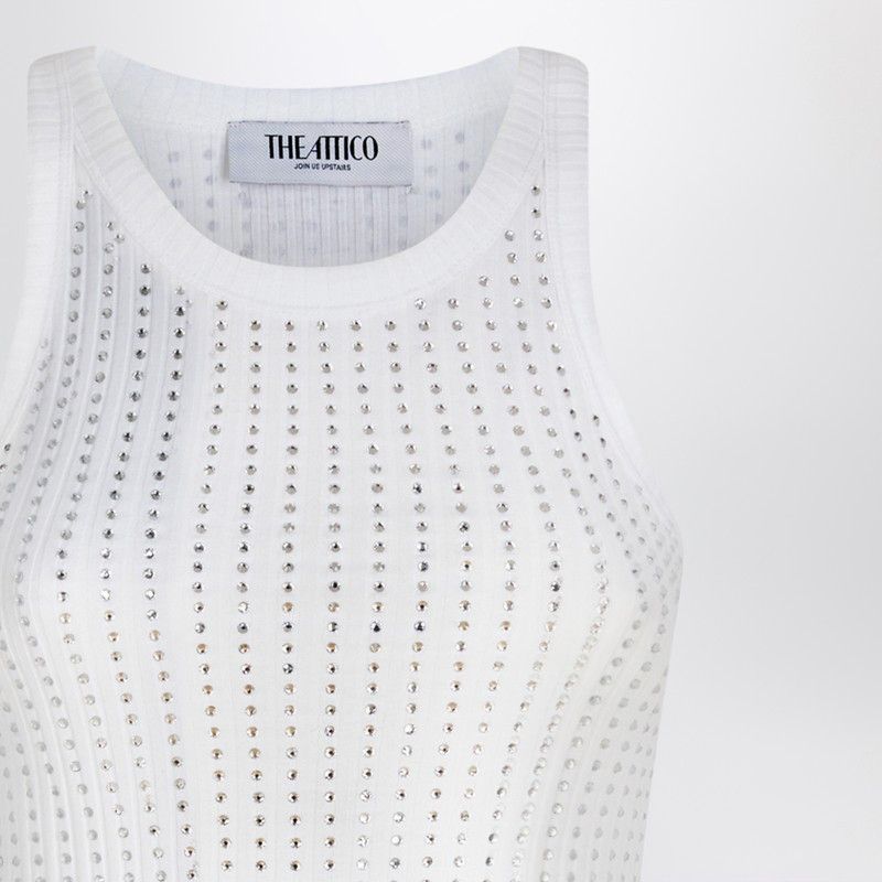 The Attico The Attico White Tank Top With Rhinestones Size XS / US 0-2 / IT 36-38 - 2 Thumbnail