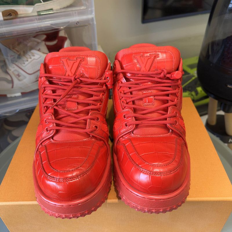 Louis Vuitton Louis Vuitton Trainer Maxi Red Leather Sneakers 0079 Size US 9.5 / EU 42-43 - 2 Thumbnail