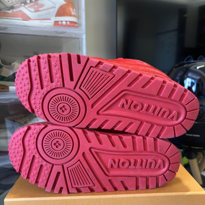 Louis Vuitton Louis Vuitton Trainer Maxi Red Leather Sneakers 0079 Size US 9.5 / EU 42-43 - 4 Thumbnail