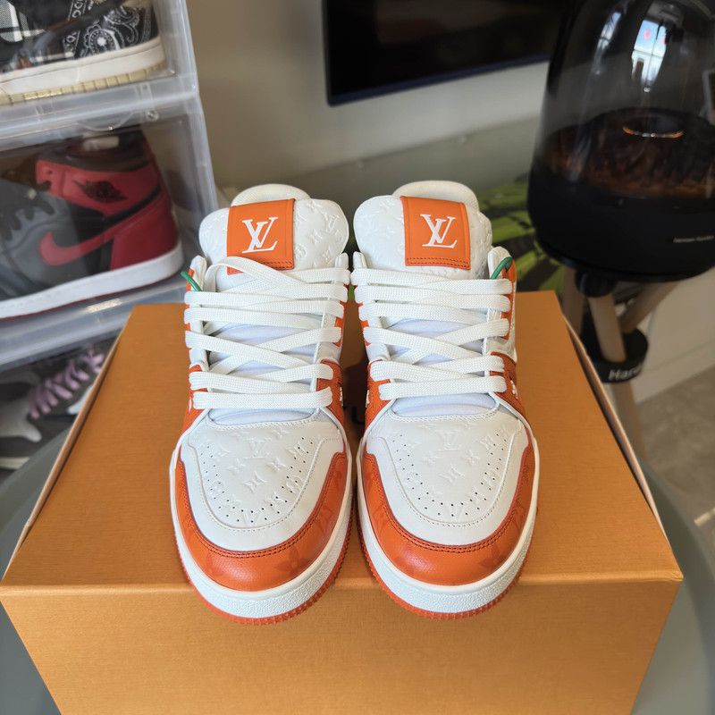 Louis Vuitton Louis Vuitton Orange Low-Top Trainer Sneakers 0079 Size US 8 / EU 41 - 2 Thumbnail