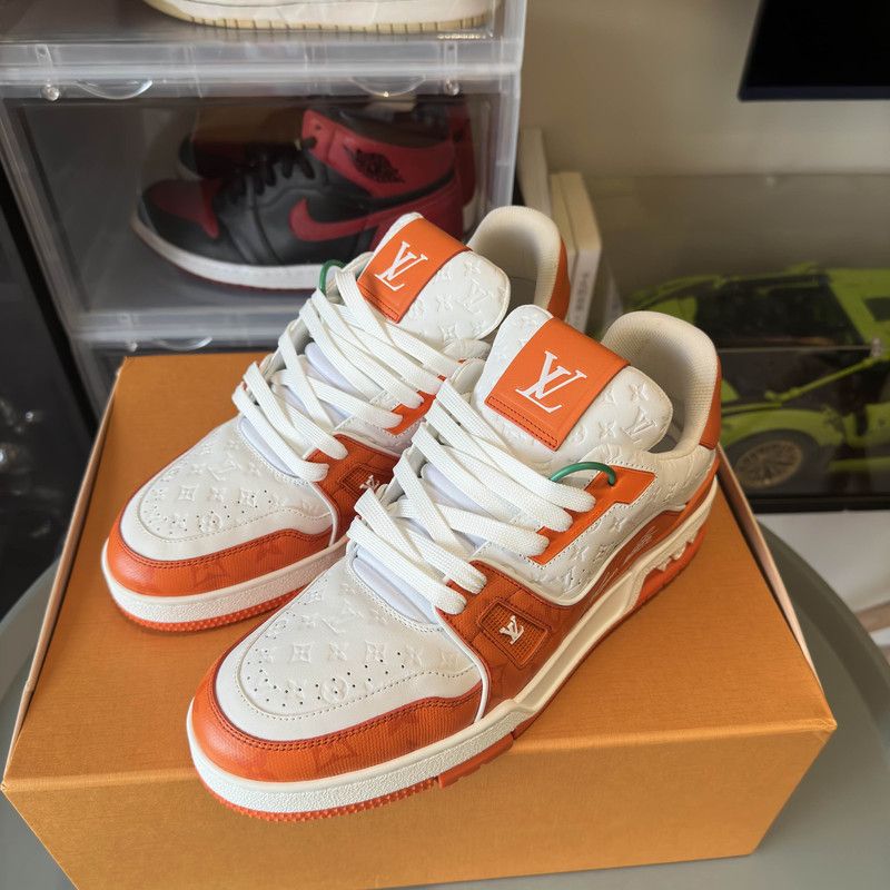 Louis Vuitton Louis Vuitton Orange Low-Top Trainer Sneakers 0079 Size US 8 / EU 41 - 8 Thumbnail