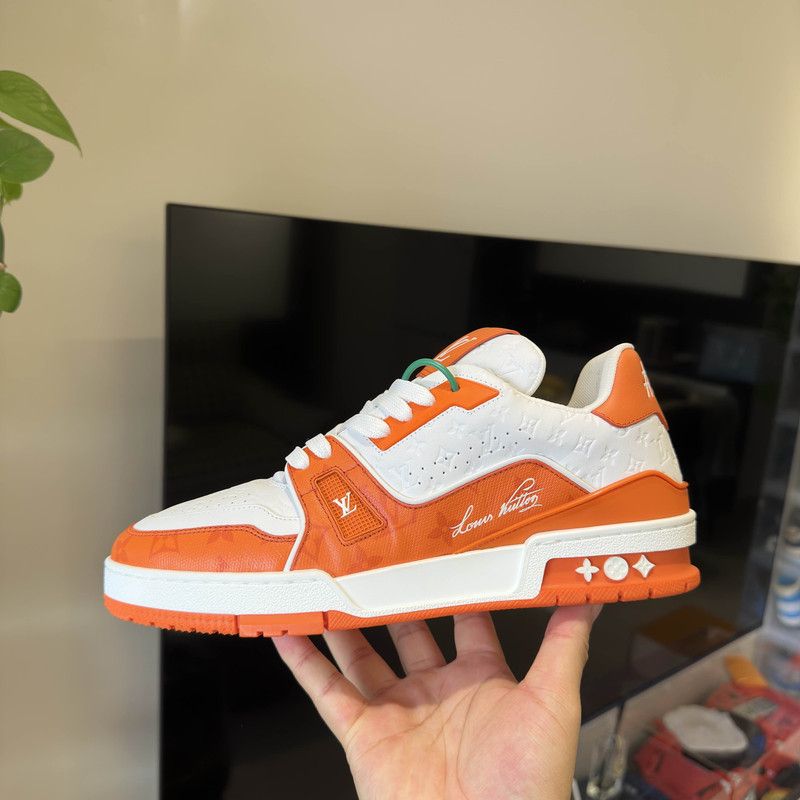 Louis Vuitton Louis Vuitton Orange Low-Top Trainer Sneakers 0079 Size US 8 / EU 41 - 12 Thumbnail