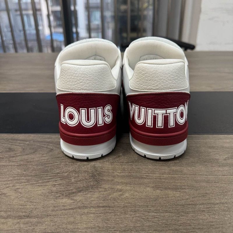 Louis Vuitton Louis Vuitton Red Leather Floral Low-Top Sneakers 0079 Size US 9.5 / EU 42-43 - 3 Thumbnail