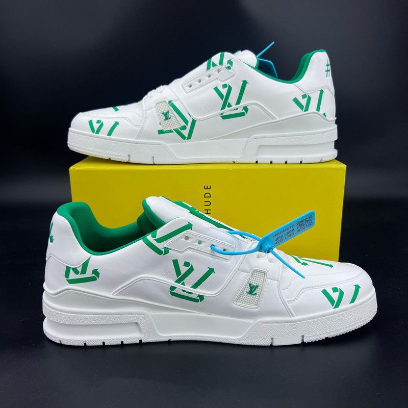 Louis Vuitton Louis Vuitton Fashion Trainer Sneakers in White Green 0079 Size US 12 / EU 45 - 8 Thumbnail