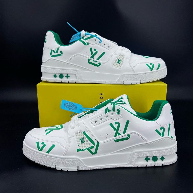Louis Vuitton Louis Vuitton Fashion Trainer Sneakers in White Green 0079 Size US 12 / EU 45 - 9 Thumbnail