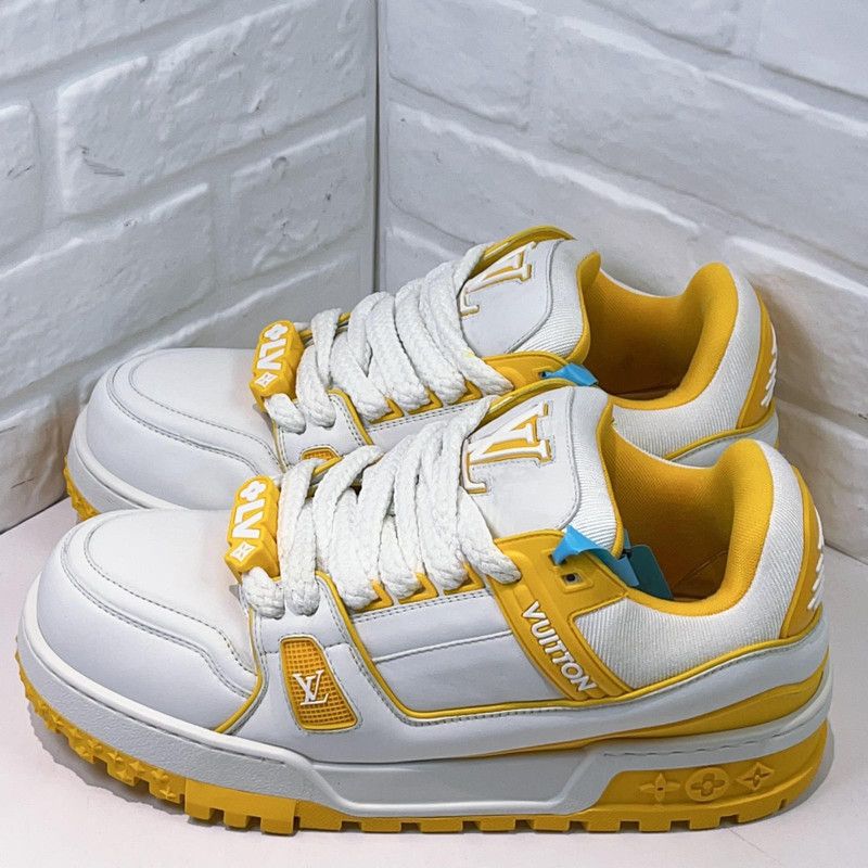Louis Vuitton Louis Vuitton Trainer Maxi White and Yellow Sneakers 0079 Size US 8.5 / EU 41-42 - 2 Thumbnail