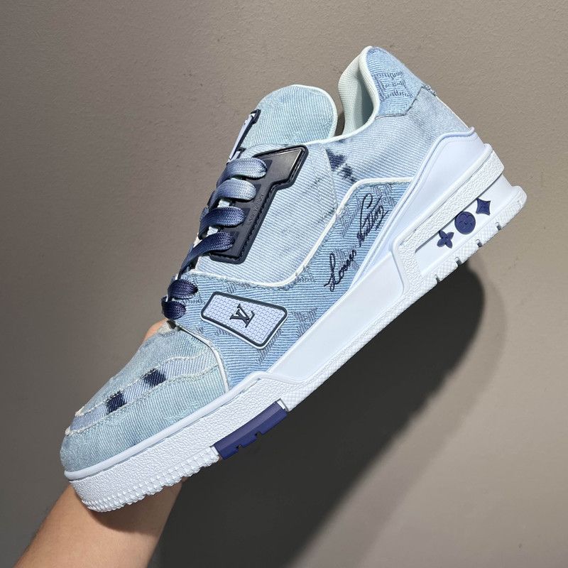 Louis Vuitton Louis Vuitton Blue Trainer Sneakers for Men 0079 Size US 7.5 / EU 40-41 - 11 Thumbnail