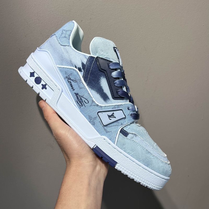 Louis Vuitton Louis Vuitton Blue Trainer Sneakers for Men 0079 Size US 7.5 / EU 40-41 - 15 Thumbnail