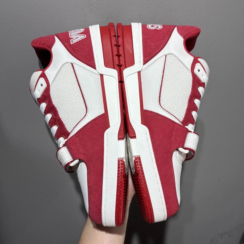 Louis Vuitton Louis Vuitton Fashion Low-Top Sneakers Red and White 0079 Size US 8 / EU 41 - 10 Thumbnail