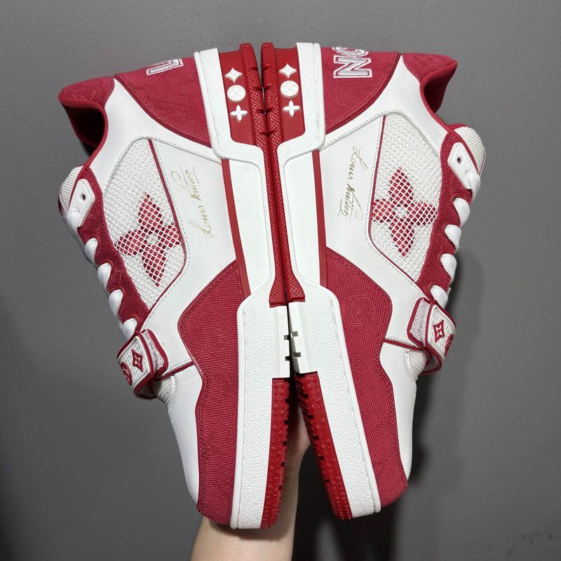 Louis Vuitton Louis Vuitton Fashion Low-Top Sneakers Red and White 0079 Size US 8 / EU 41 - 11 Thumbnail