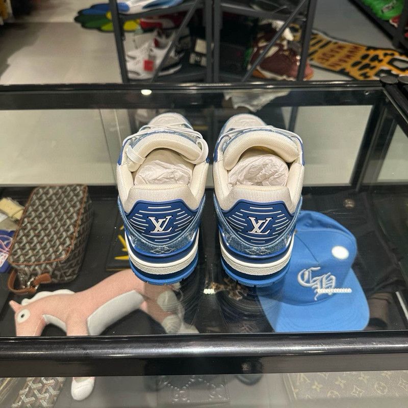 Louis Vuitton Louis Vuitton Denim Leather Low-Top Sneakers 0079 Size US 9.5 / EU 42-43 - 3 Thumbnail