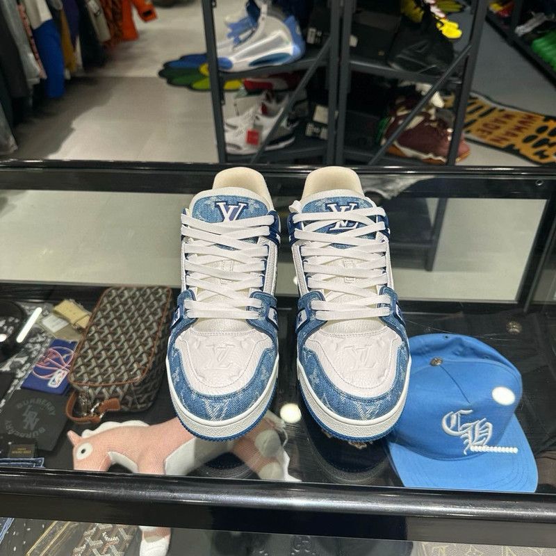 Louis Vuitton Louis Vuitton Denim Leather Low-Top Sneakers 0079 Size US 9.5 / EU 42-43 - 2 Thumbnail