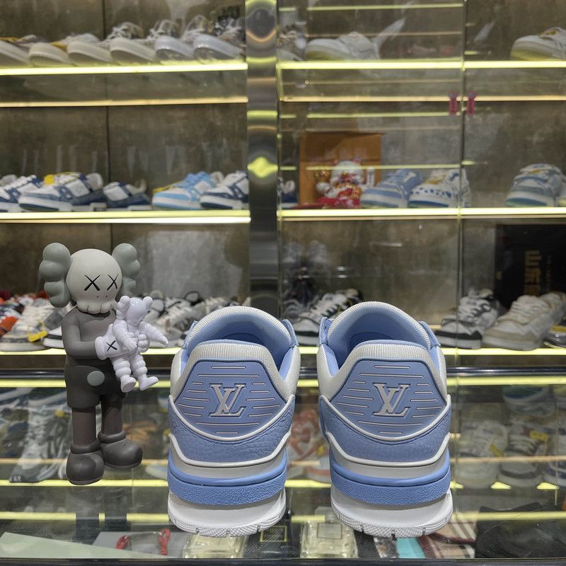 Louis Vuitton Louis Vuitton Blue Leather Low-Top Trainer Sneakers 0079 Size US 8 / EU 41 - 3 Thumbnail