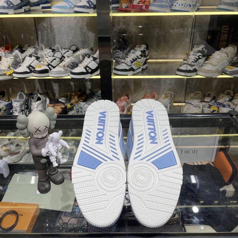 Louis Vuitton Louis Vuitton Blue Leather Low-Top Trainer Sneakers 0079 Size US 8 / EU 41 - 4 Thumbnail