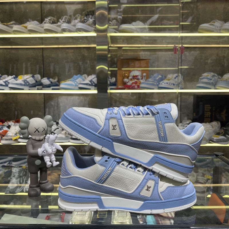 Louis Vuitton Louis Vuitton Blue Leather Low-Top Trainer Sneakers 0079 Size US 8 / EU 41 - 8 Thumbnail
