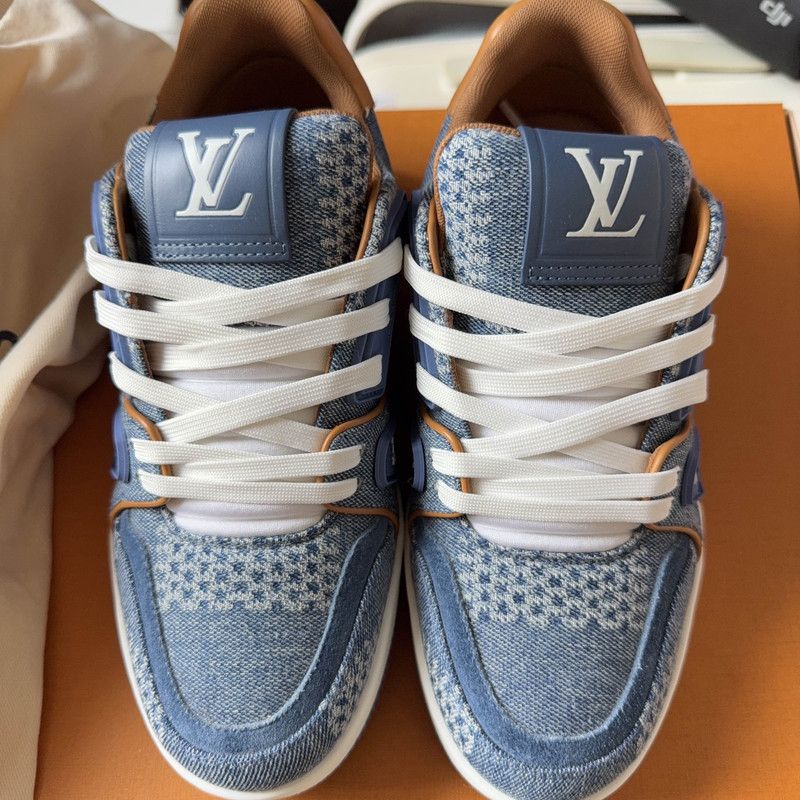 Louis Vuitton Louis Vuitton Blue Trainer Low Top Sneakers 0079 Size US 5.5 / EU 38 - 2 Thumbnail