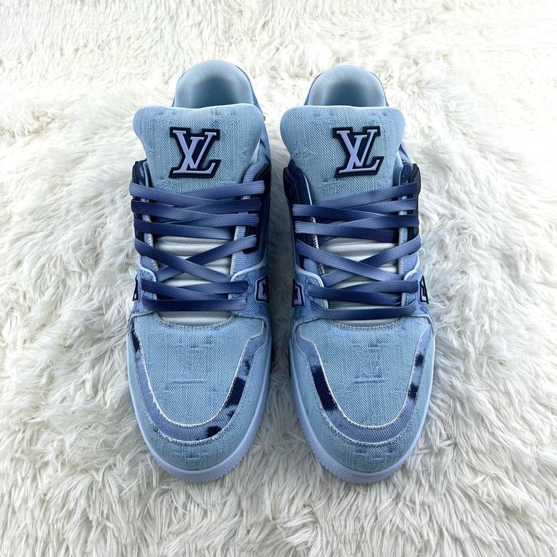 Louis Vuitton Louis Vuitton Denim Blue Trainer Sneakers for Men 0079 Size US 10.5 / EU 43-44 - 2 Thumbnail