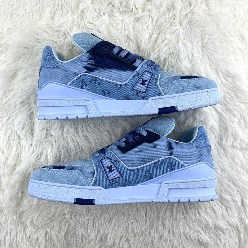Louis Vuitton Louis Vuitton Denim Blue Trainer Sneakers for Men 0079 Size US 10.5 / EU 43-44 - 5 Thumbnail