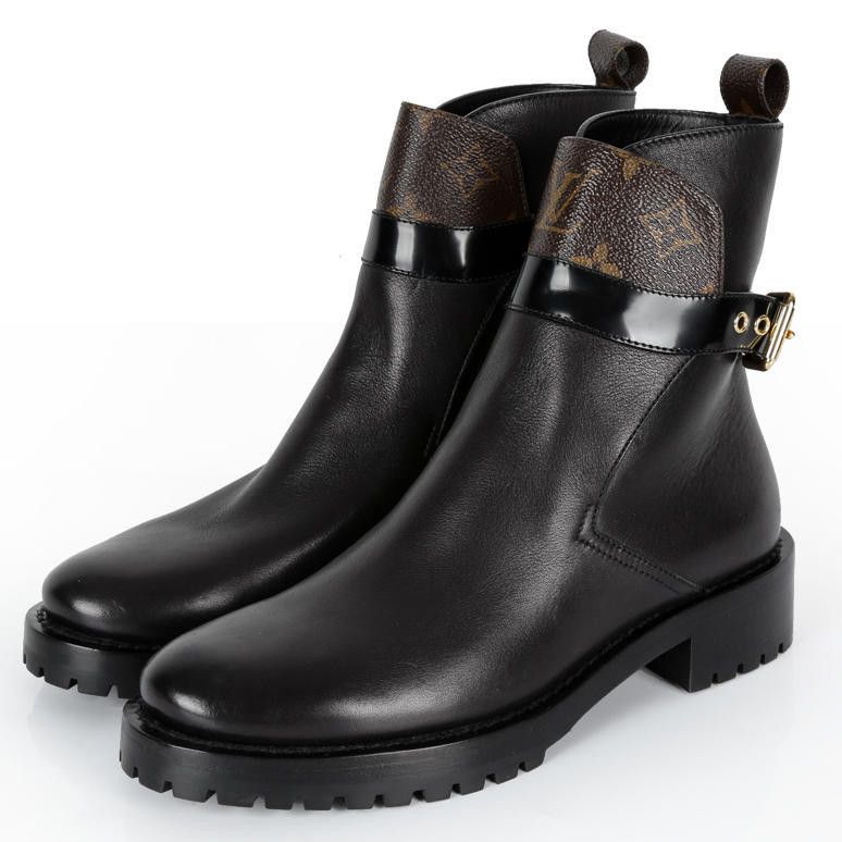 Louis Vuitton Louis Vuitton Black Leather Ankle Boots with Metal Buckle 0079 Size US 6.5 / EU 39-40 - 2 Thumbnail