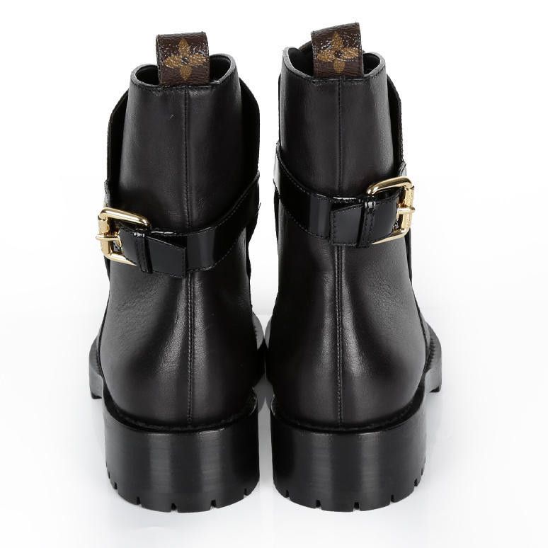 Louis Vuitton Louis Vuitton Black Leather Ankle Boots with Metal Buckle 0079 Size US 6.5 / EU 39-40 - 4 Thumbnail