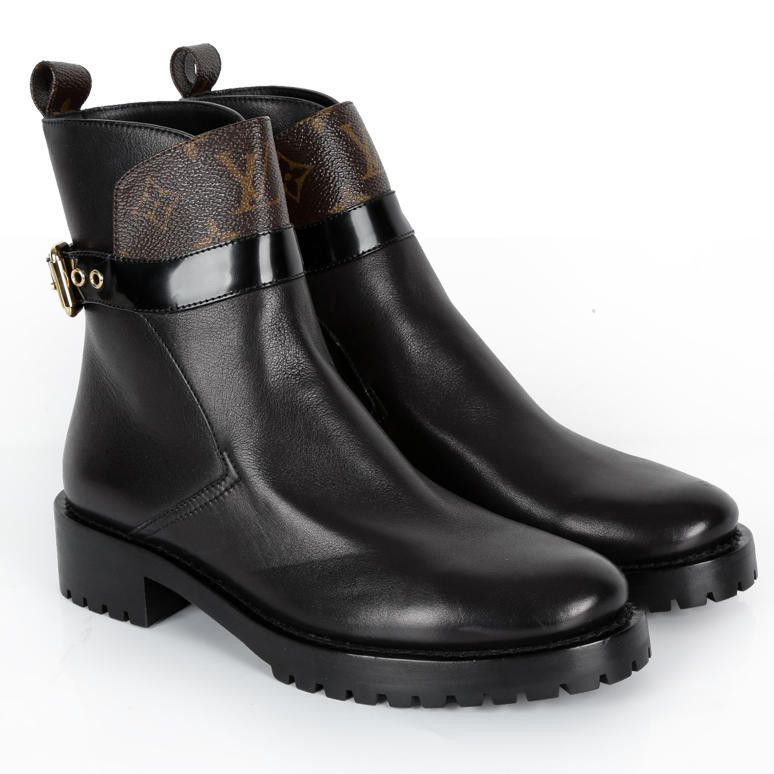 Louis Vuitton Louis Vuitton Black Leather Ankle Boots with Metal Buckle 0079 Size US 6.5 / EU 39-40 - 3 Thumbnail