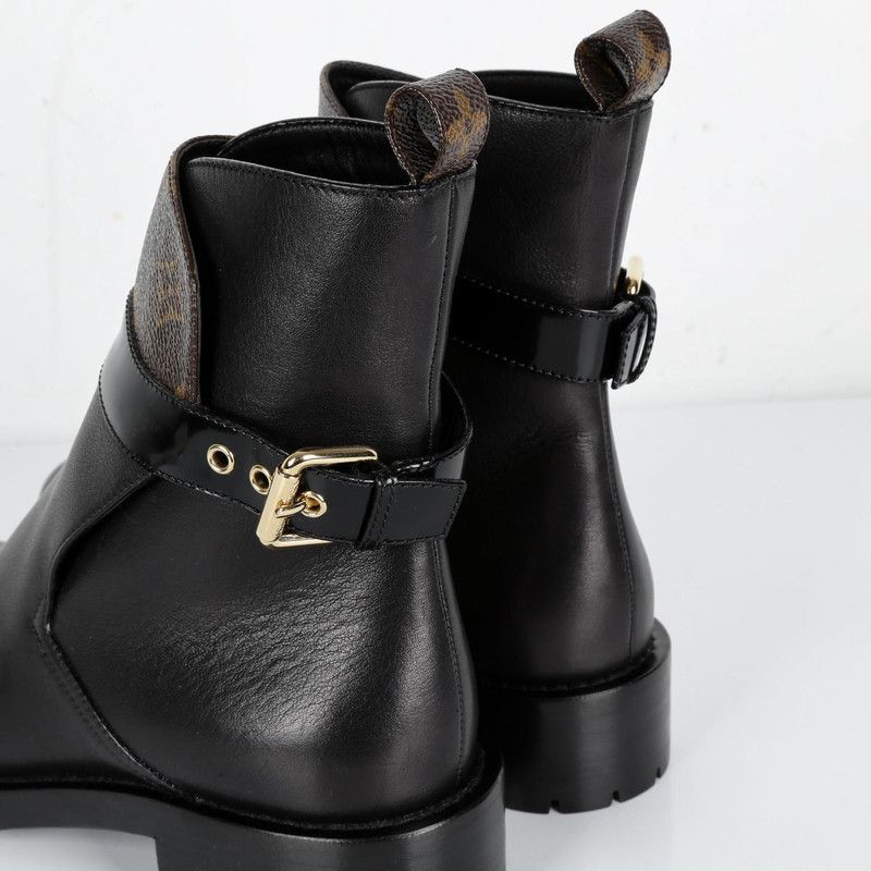 Louis Vuitton Louis Vuitton Black Leather Ankle Boots with Metal Buckle 0079 Size US 6.5 / EU 39-40 - 6 Thumbnail