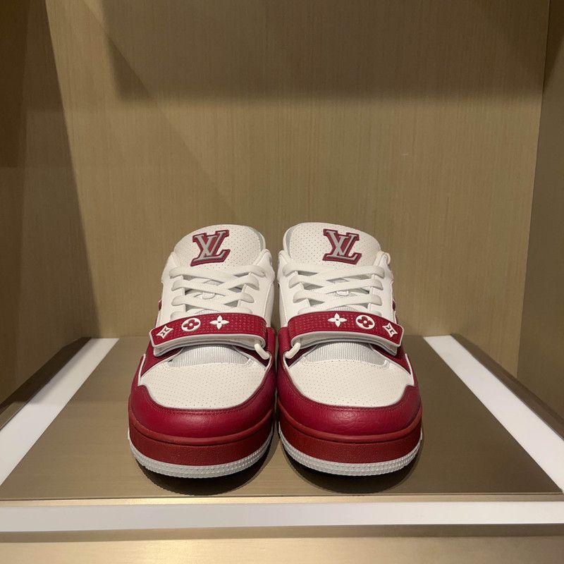 Louis Vuitton Louis Vuitton Red Leather Trainer Sneakers 0079 Size US 9.5 / EU 42-43 - 2 Thumbnail