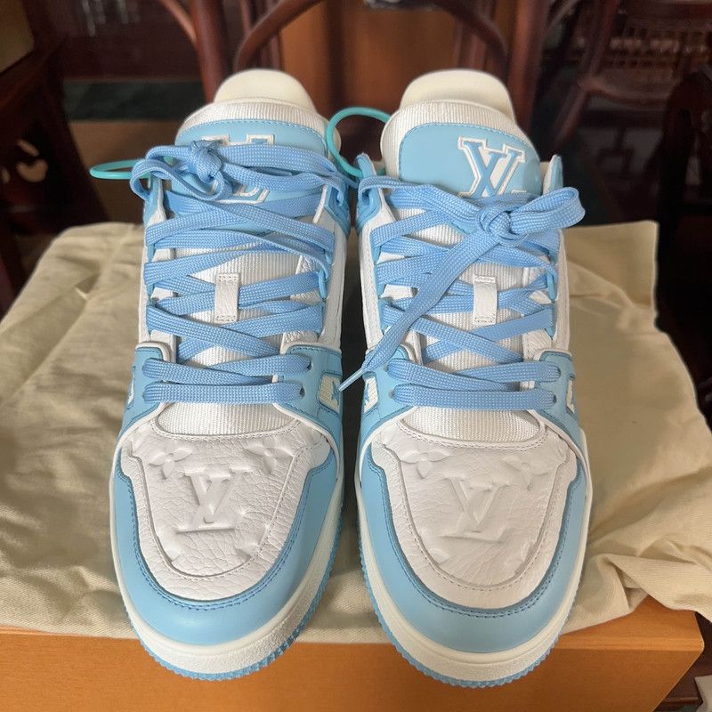 Louis Vuitton Louis Vuitton Trainer Low Top Sneakers in Sky Blue 0079 Size US 9.5 / EU 42-43 - 2 Thumbnail