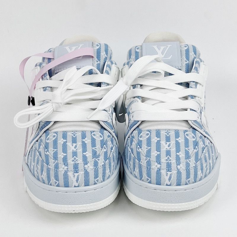 Louis Vuitton Louis Vuitton Blue and White Printed Low-Top Sneakers 0079 Size US 6.5 / EU 39-40 - 2 Thumbnail