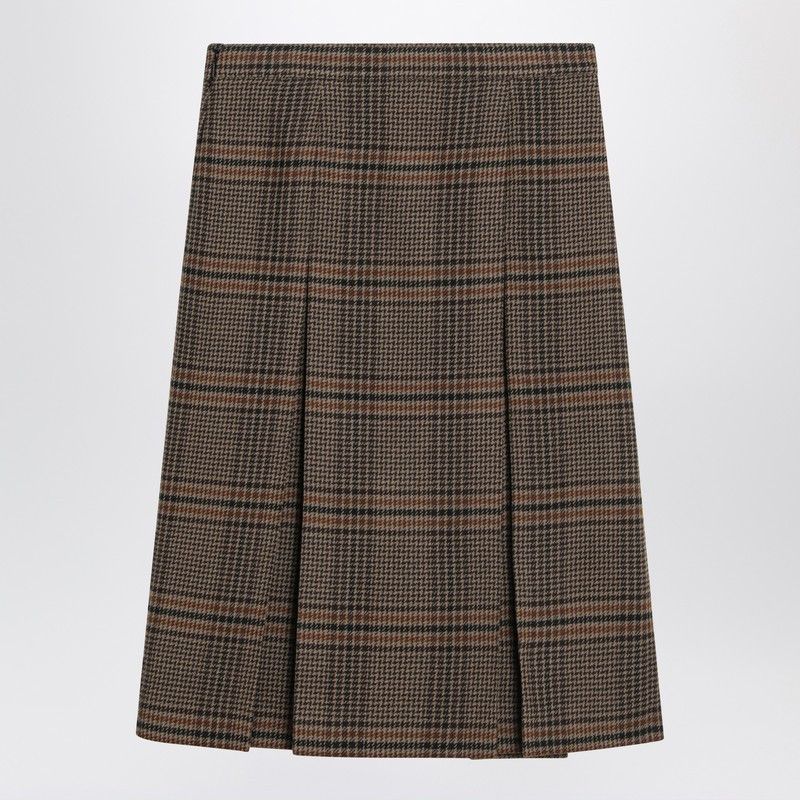 Saint Laurent Paris Saint Laurent Prince Of Wales Wool Midi Skirt Size 28" / US 6 / IT 42 - 2 Thumbnail