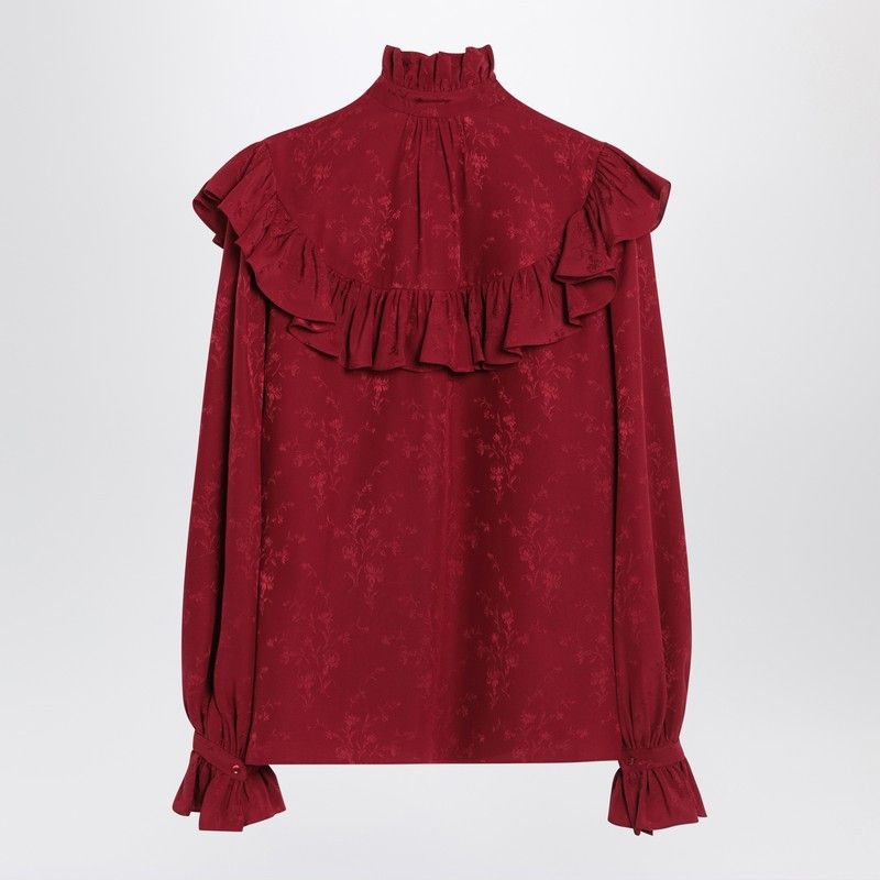 Saint Laurent Paris Saint Laurent Red Damask Silk Shirt Size M / US 6-8 / IT 42-44 - 2 Thumbnail