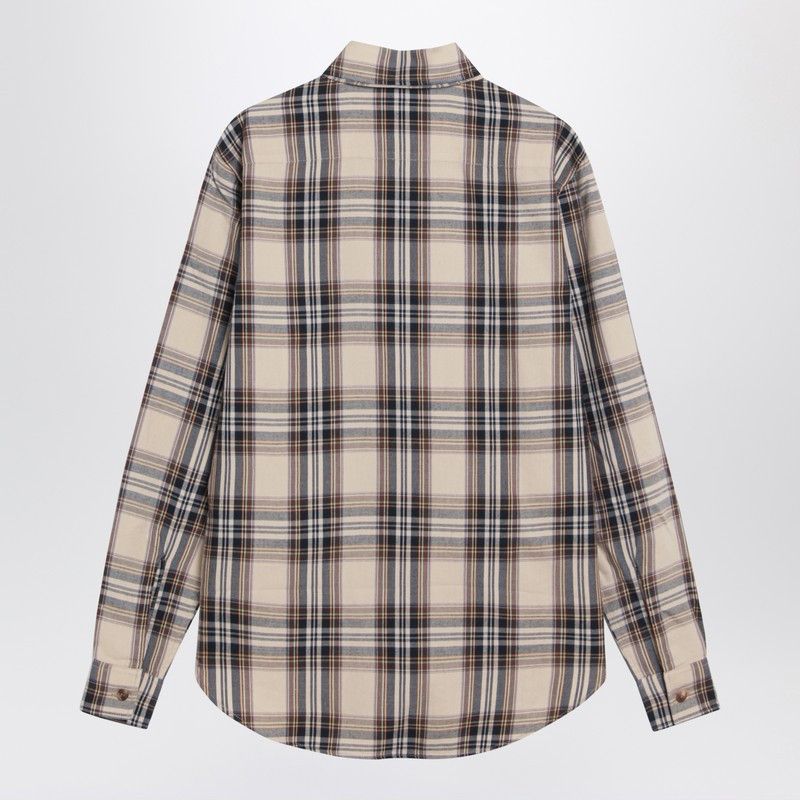 Saint Laurent Cassandre Lavallière Shirt In Tartan Cotton Polos