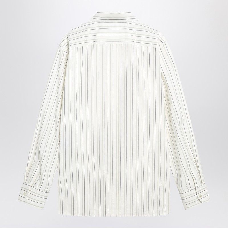 Saint Laurent Paris Saint Laurent White Striped Cassandre Shirt In Cotton Size US XXL / EU 58 / 5 - 2 Thumbnail